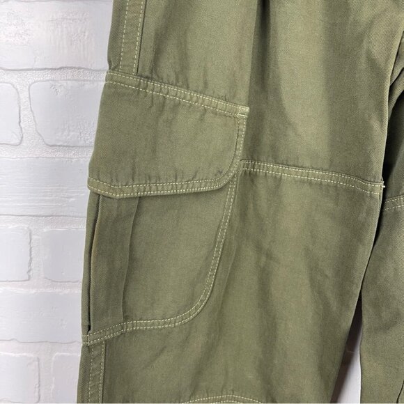 ❌SOLD❌ Aritzia Wide leg Cargo Pants linen cotton olive green tie front size 2 - Picture 5 of 13